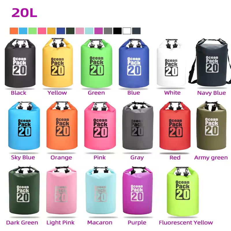 2l 40l waterproof dry bag | custom logo pvc dry sack for hiking, camping, boating