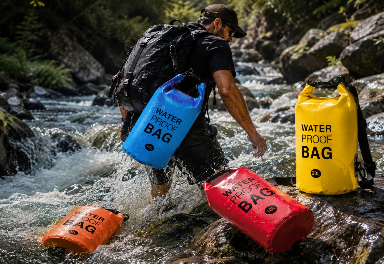 Waterproof dry bags for outdoor water sports