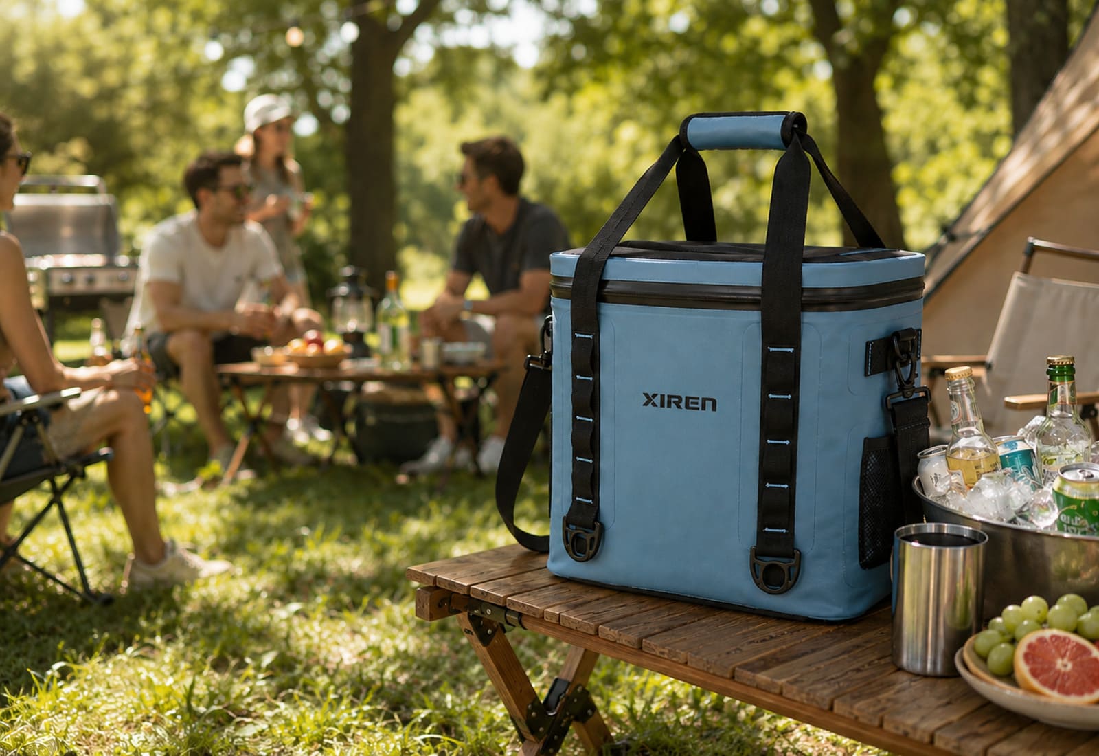 Soft cooler bags for camping and beach use